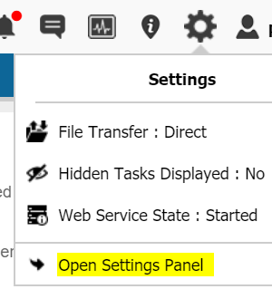 setting panel access menu